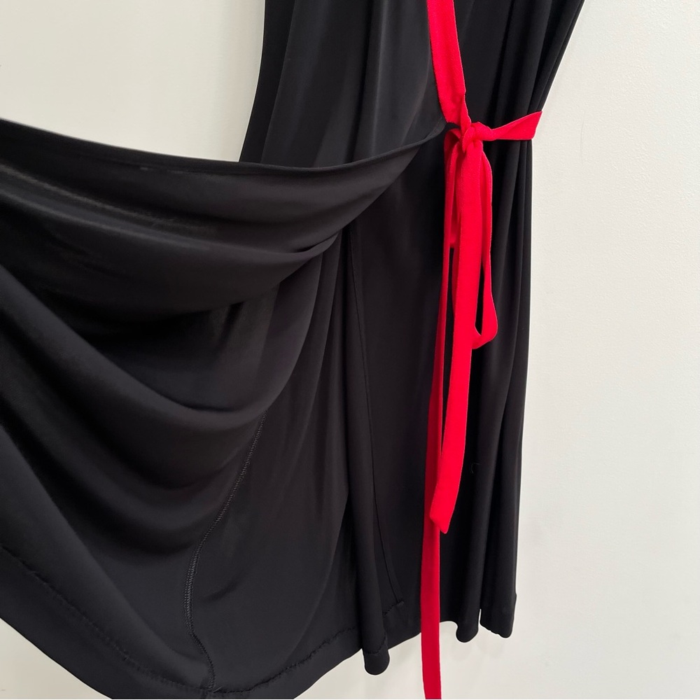 Diane von Furstenberg DVF Valena True Wrap Dress Sleeveless Black Red Trim 10 - Picture 6 of 14